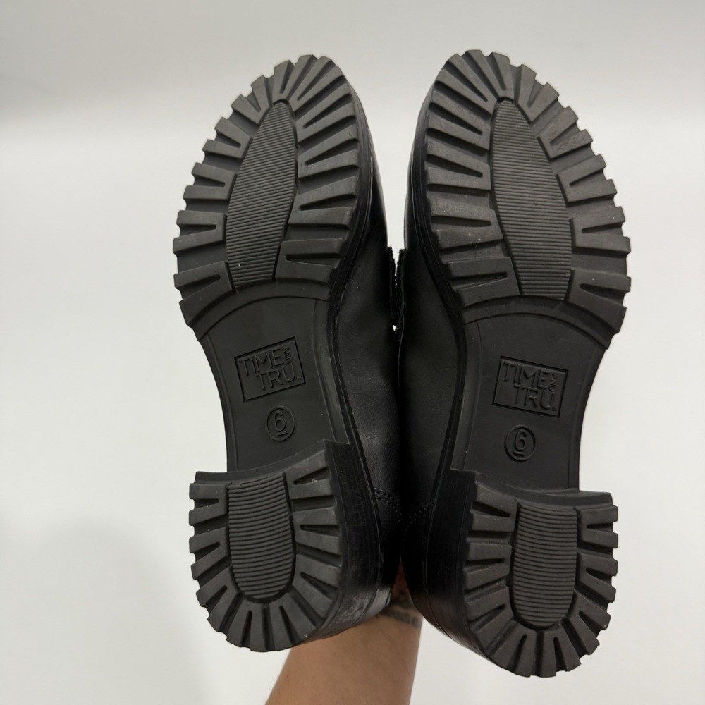 Time and Tru Black Penny Loafers Shoes Slip On Memory Foam Block Heel Sz 6 - Picture 7 of 9
